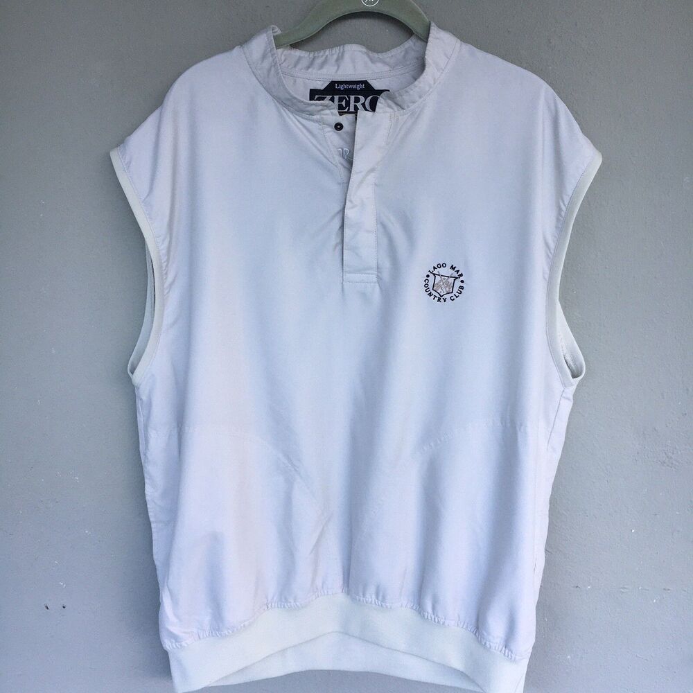 Zero Restriction WindbreakerVest Jacket M Beige 1/4 Snap Microsuede Golf Logo